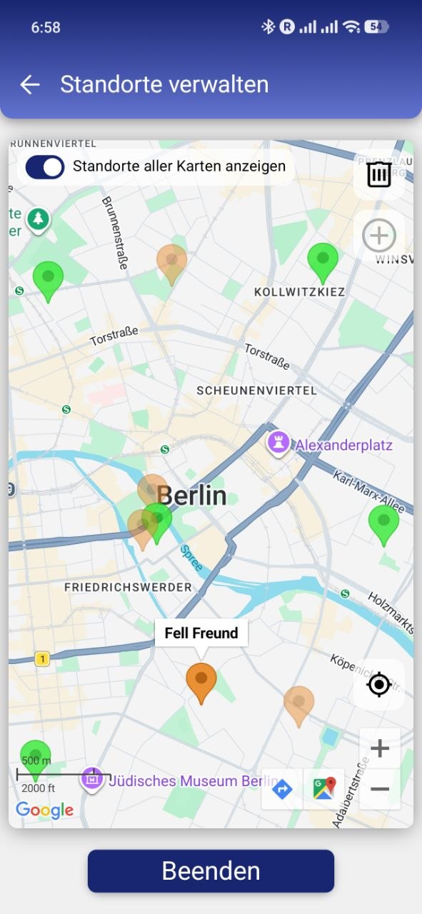 RCards: store locations on the map