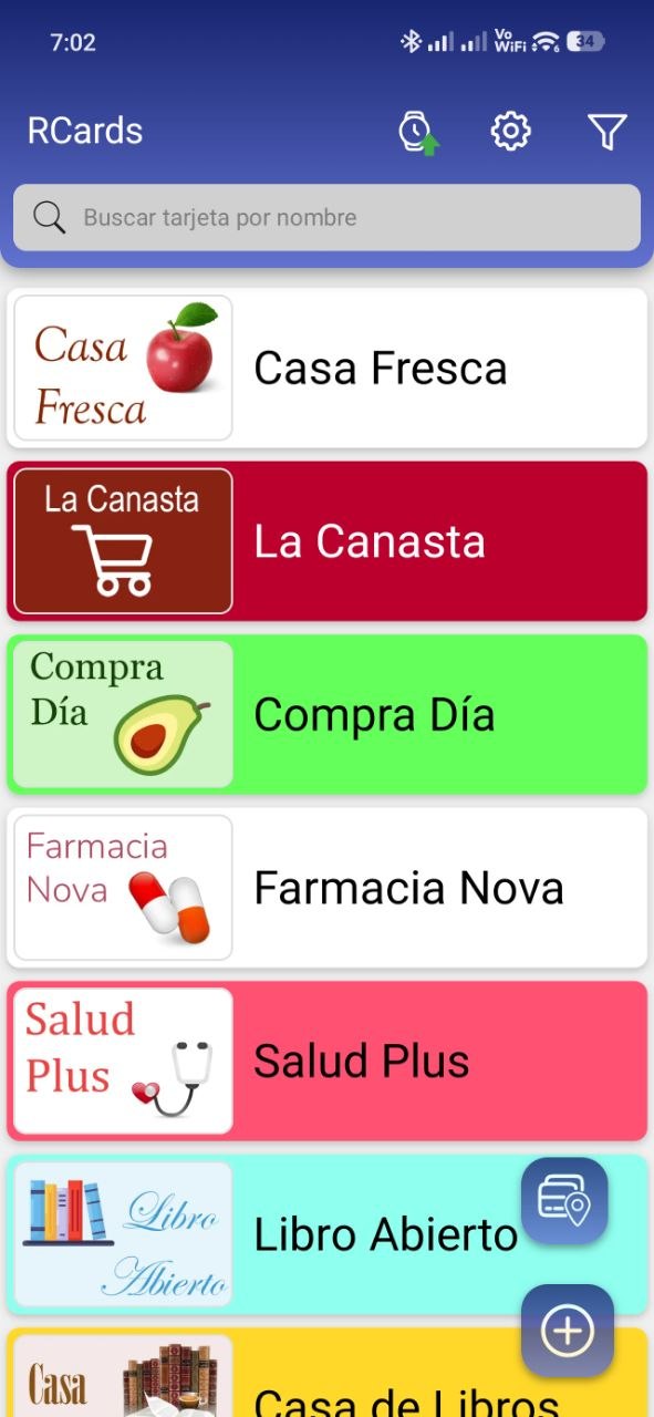 RCards: loyalty cards list