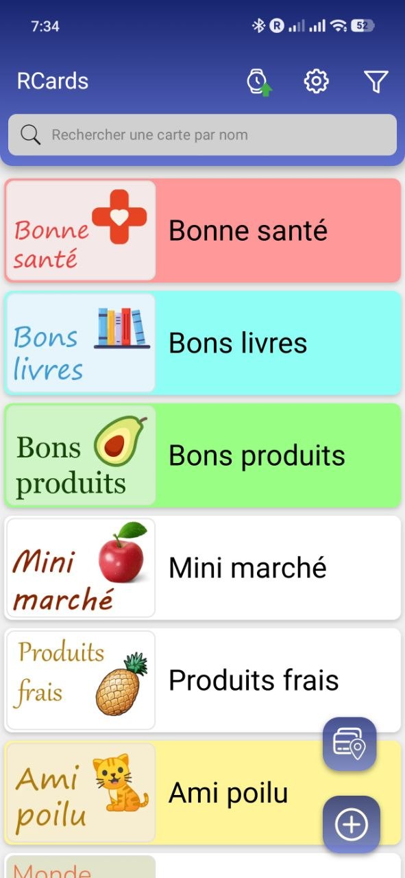RCards: loyalty cards list