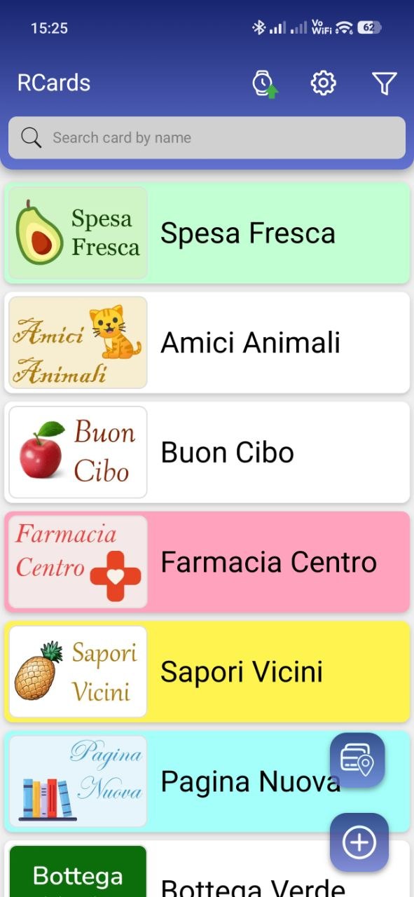 RCards: loyalty cards list