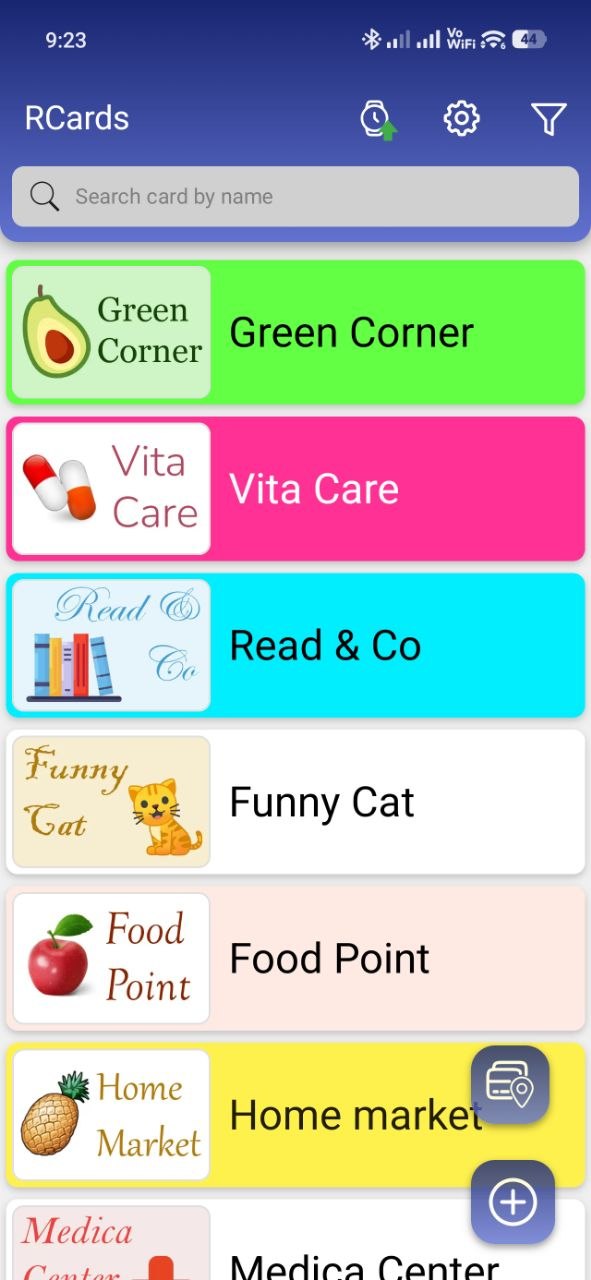 Your loyalty cards list in RCards