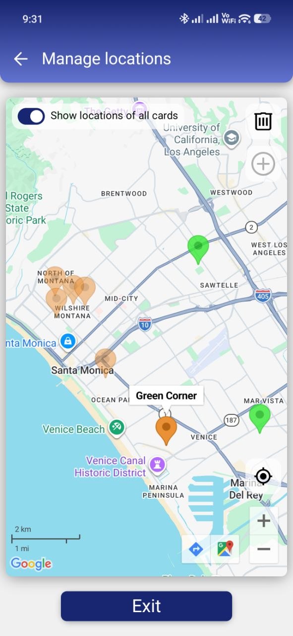 Store locations shown on the map